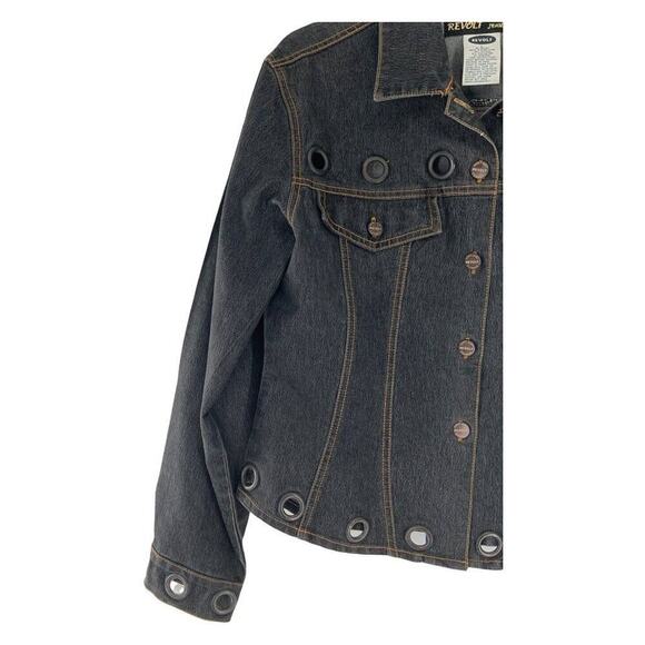 Revolt Jeans Co. Jacket Women's Size Large Long Sleeves Metal Flap Pockets Denim - Picture 6 of 8